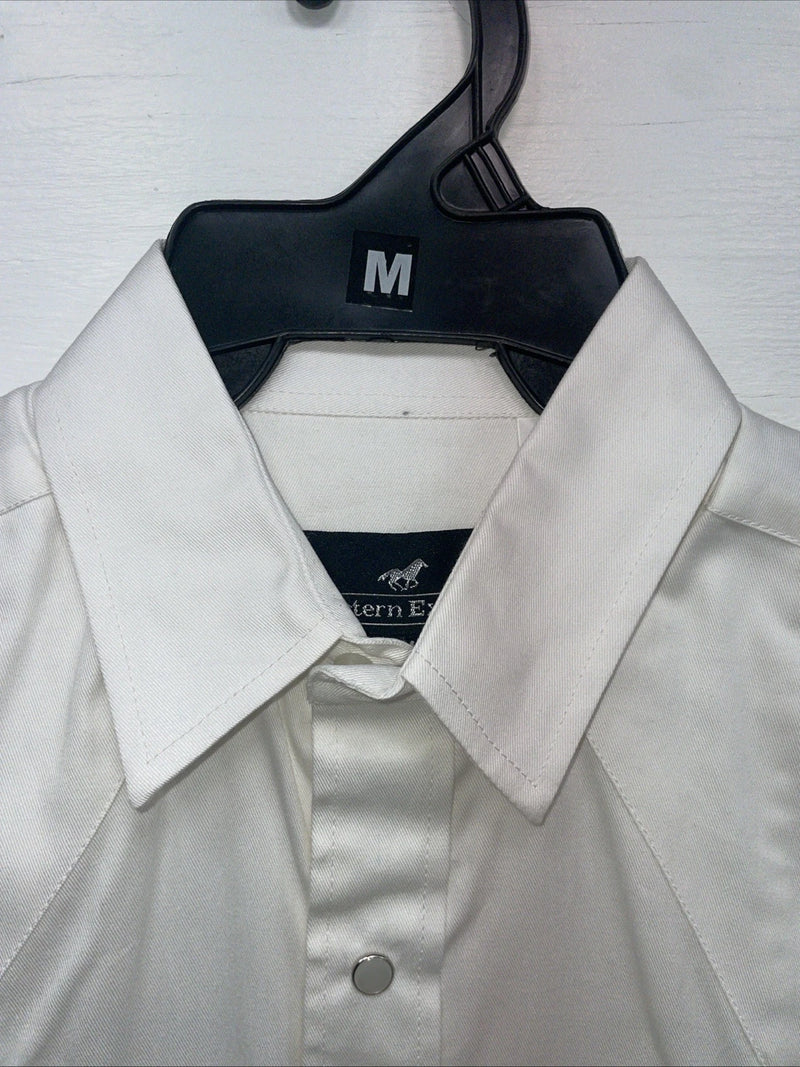 New Men’s Western Express White Long Sleeve Pearl Snap Medium B-88 