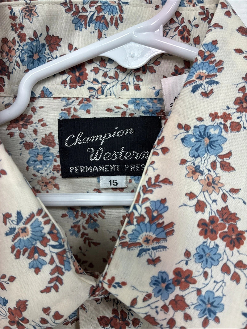 New Women’s Champion Western Floral Long Sleeve Pearl Snap Size 15 KK-120