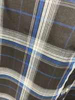 New Men’s ELY Cattleman Blue Black Plaid Long Sleeve Pearl Snap XL O-66