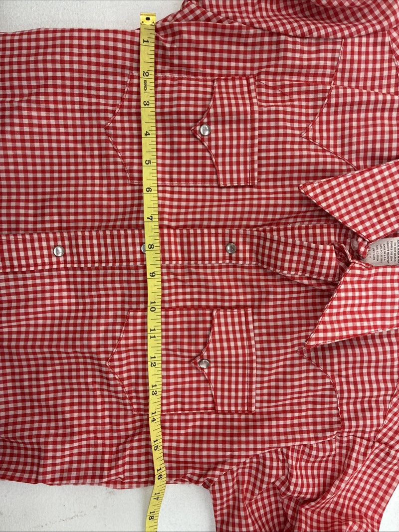 New Boys Rockmount Red Checker Long Sleeve Pearl Snap Size 16 DD-87