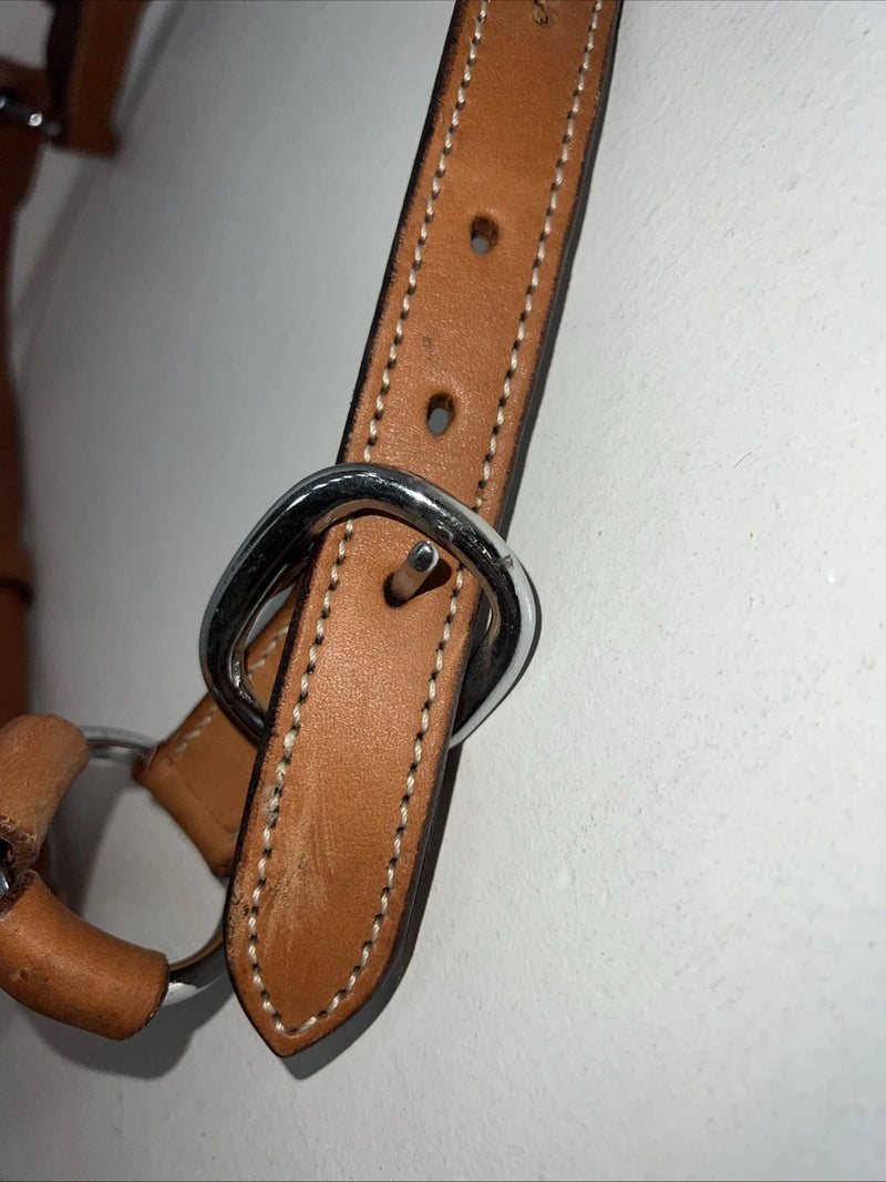 New Light Oil Brown Leather Jewl Bling Full horse Show Halter 3C-17