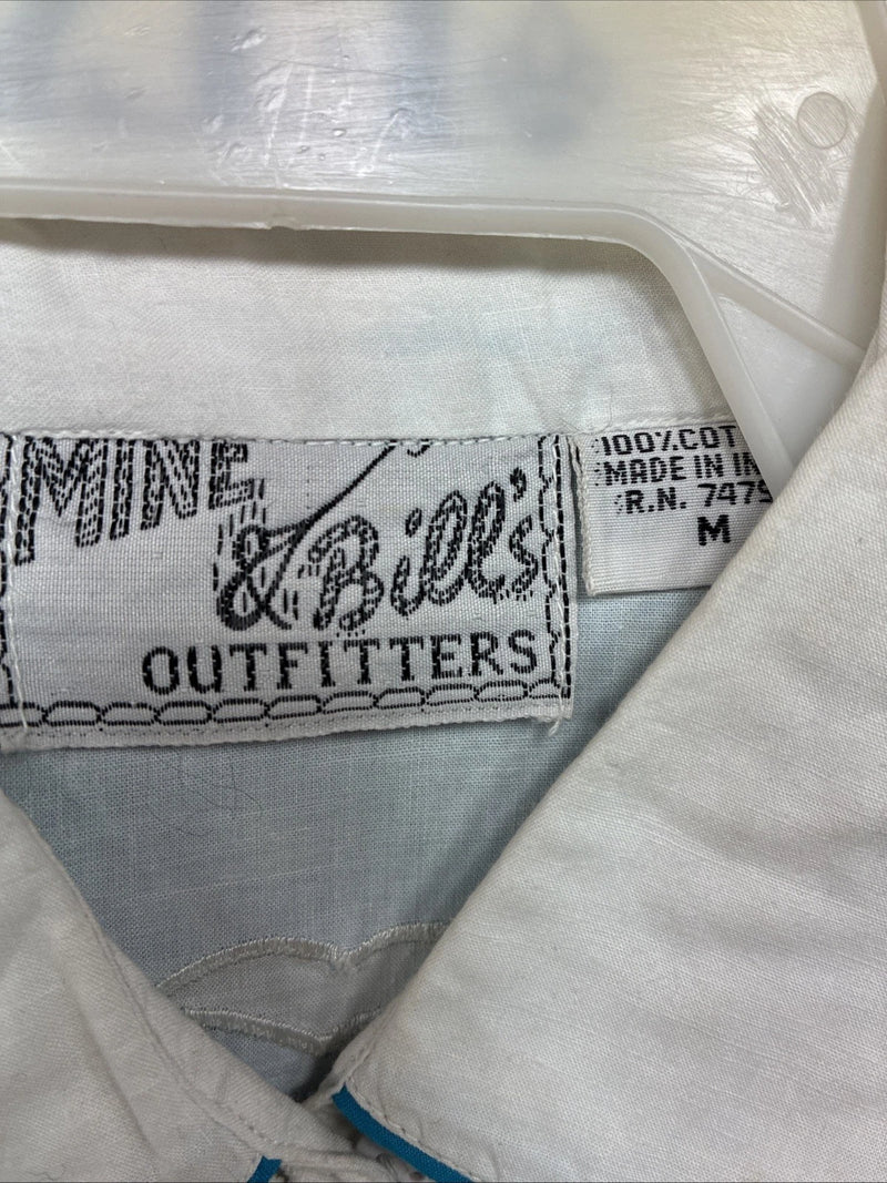 New Women’s Mine & Bills White Blue Long Sleeve Button Up Medium YY-102