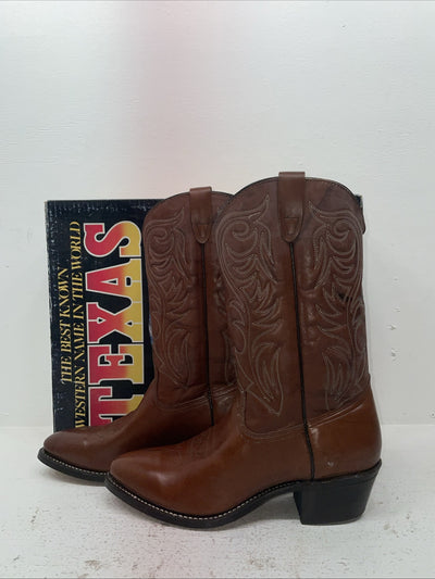 New Men’s Brown Texas Brand Cowboy Boots. 5111 10.5 10 1/2 D. 7-109