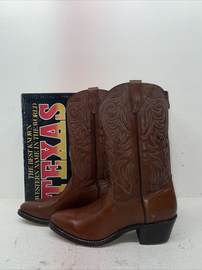 New Men’s Brown Texas Brand Cowboy Boots. 5111 10.5 10 1/2 D. 7-109