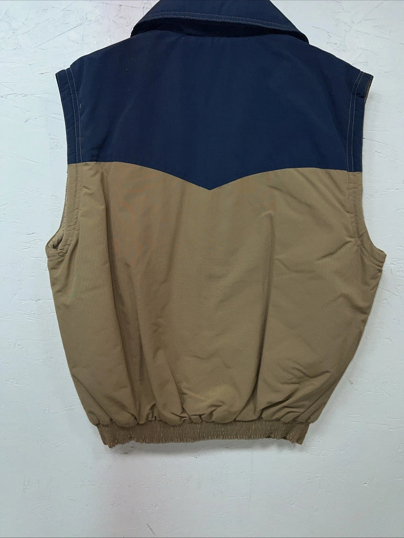 New Women’s Tan Blue Vest Medium #9630 UU-32
