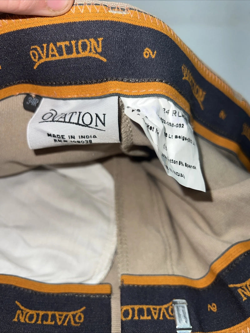 New Women’s Tan Ovation Low Rise English Riding Breeches. 34 R D-82 