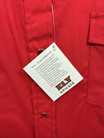 New Men’s ELY Cattleman Red Simple Short Sleeve Pearl Snap 17 XL J-22