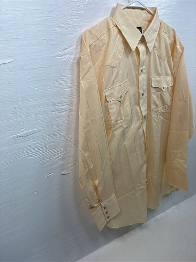 New Men’s Panhandle Slim Yellow Stripe Long Sleeve Pearl Snap 17 X 34 XL X-100
