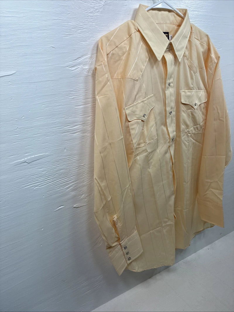 New Men’s Panhandle Slim Yellow Stripe Long Sleeve Pearl Snap 17 X 34 XL X-100
