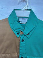 New Men’s Cowboy Threads Green Brown Long Sleeve Button Up Shirt Medium K-61
