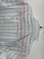 New Women’s White Horse White Blue Stripe Long Sleeve Pearl Snap Large YY-125