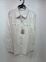 New Women’s Cumberland White Gem Long Sleeve Pearl Snap Large MM-8