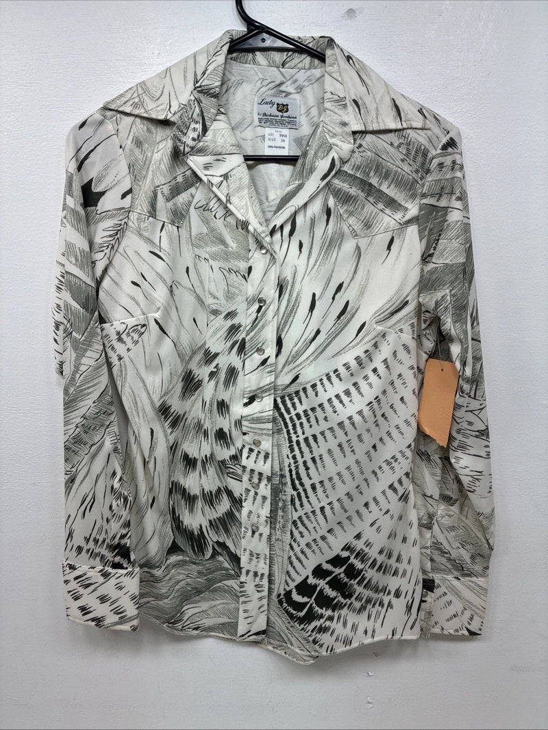 New Woman Dickson Jenkins Deigned Long Sleeve Pearl Snap Size 34 LL-11
