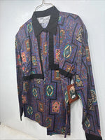 New Women’s Mine & Bills Purple Design Long Sleeve Button Up Small YY-132