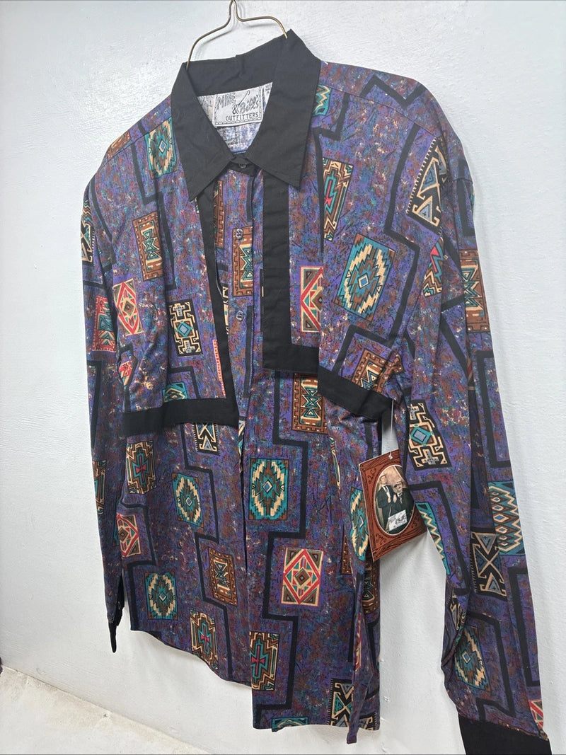 New Women’s Mine & Bills Purple Design Long Sleeve Button Up Small YY-132