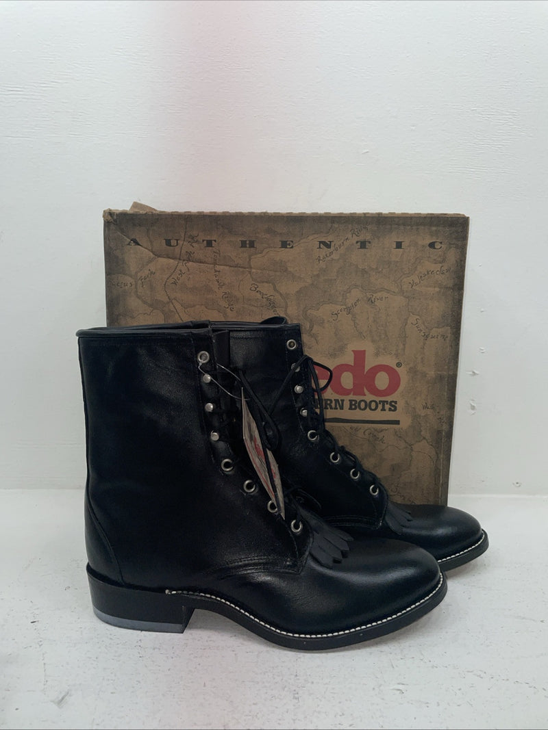 New Men’s Black Lace Up Laredo Cowboy Boots. 1220 9.5 9 1/2 D. 6-95
