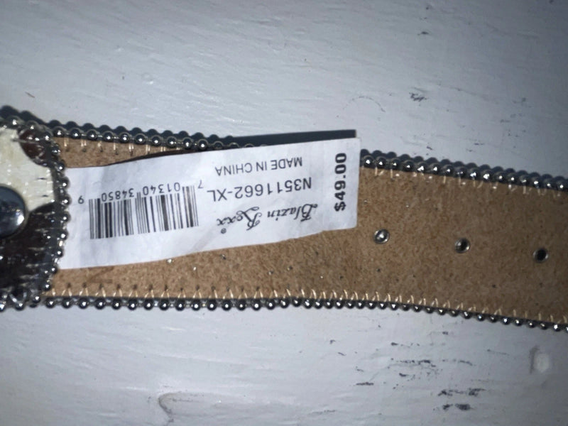 New Cow Print Genuine Leather Blazin Roxx Silver Bling XL Belt #N3511662 NN-144