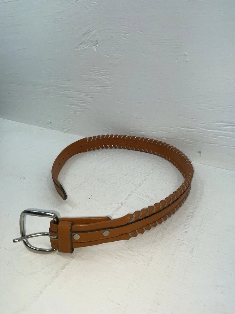 New Brown Genuine Leather Circle Y Weaved 28” Belt #8398 JJ-124