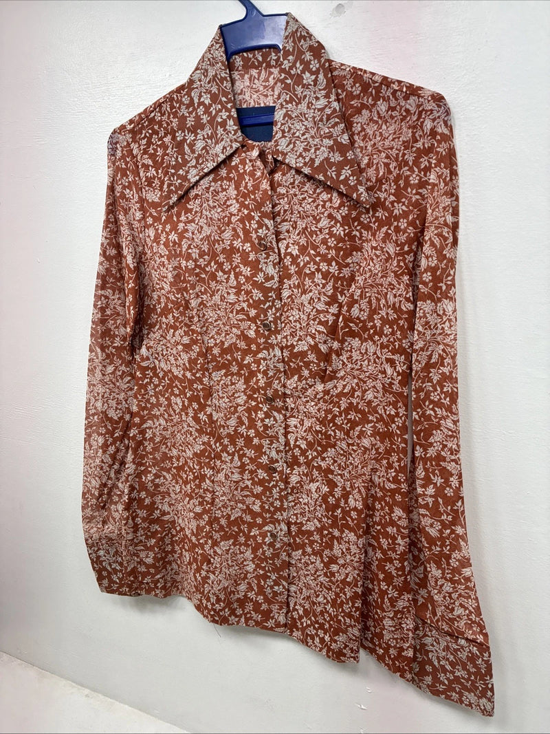 New Women’s Panhandle Slim Orange Long Sleeve Pearl Snap size 32 MM-2