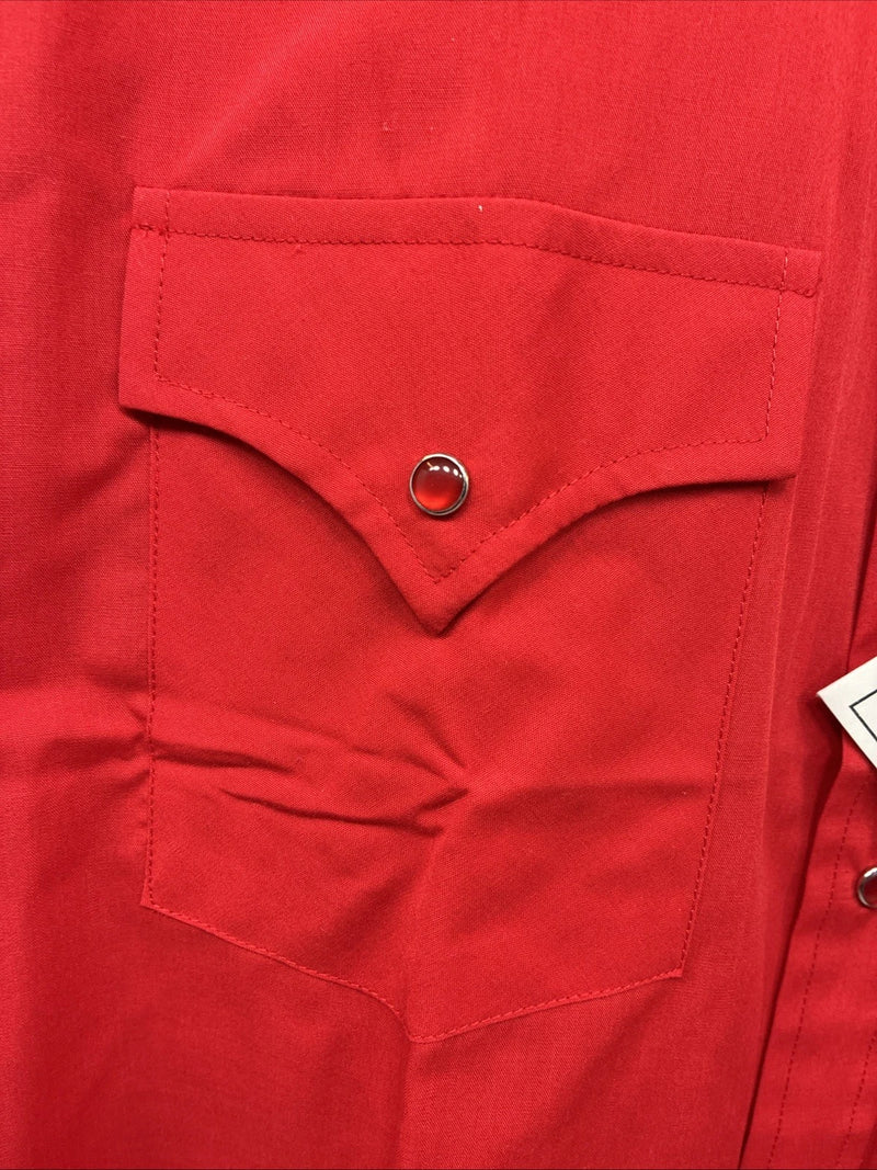 New Men’s ELY Cattleman Western Red Short Sleeve Pearl Snap 17 XL V-7
