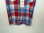 New Women’s Plaid Cumberland Outfitters Cut Off Button Up Shirt L #14119 3B-49