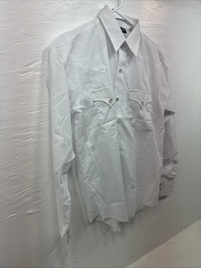 New Men’s Champion Western White Long Sleeve Pearl Snap 16 Large DD-42