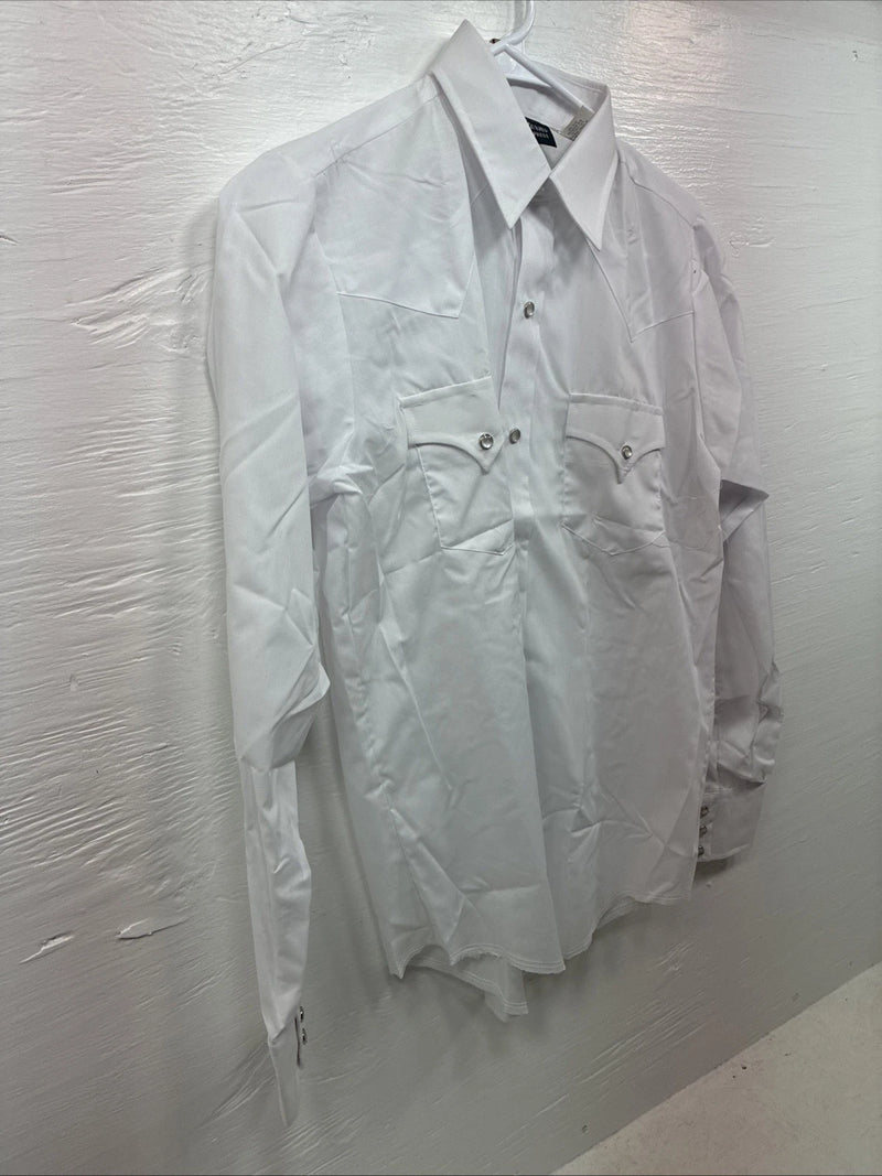 New Men’s Champion Western White Long Sleeve Pearl Snap 16 Large DD-42