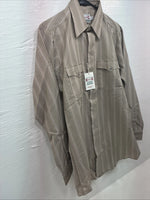 New Men’s H Bar C Brown Stripe long Sleeve Pearl Snap 15.5 Medium T-74