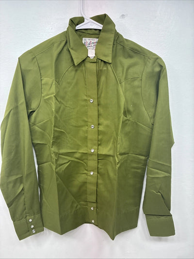 New Women’s Rockmount Green Long Sleeve Pearl Snap Size 32 KK-24