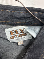 New Men’s ELY Cattleman Dark Jean Design Long Sleeve Pearl Snap Shirt 2XL H-21