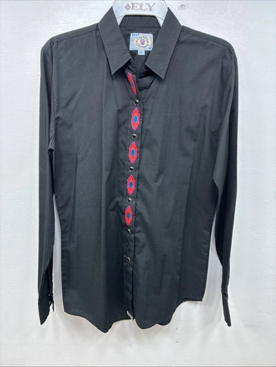 New Women’s Country Charmer Black Designed Long Sleeve Pearl Snap Medium YY-103