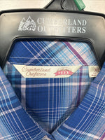 New Women’s Cumberland Blue Purple Plaid Long Sleeve Pearl Snap XL GG-81