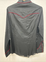 New Women’s H Bar C Black Red Long Sleeve Pearl Snap 36 TT-6