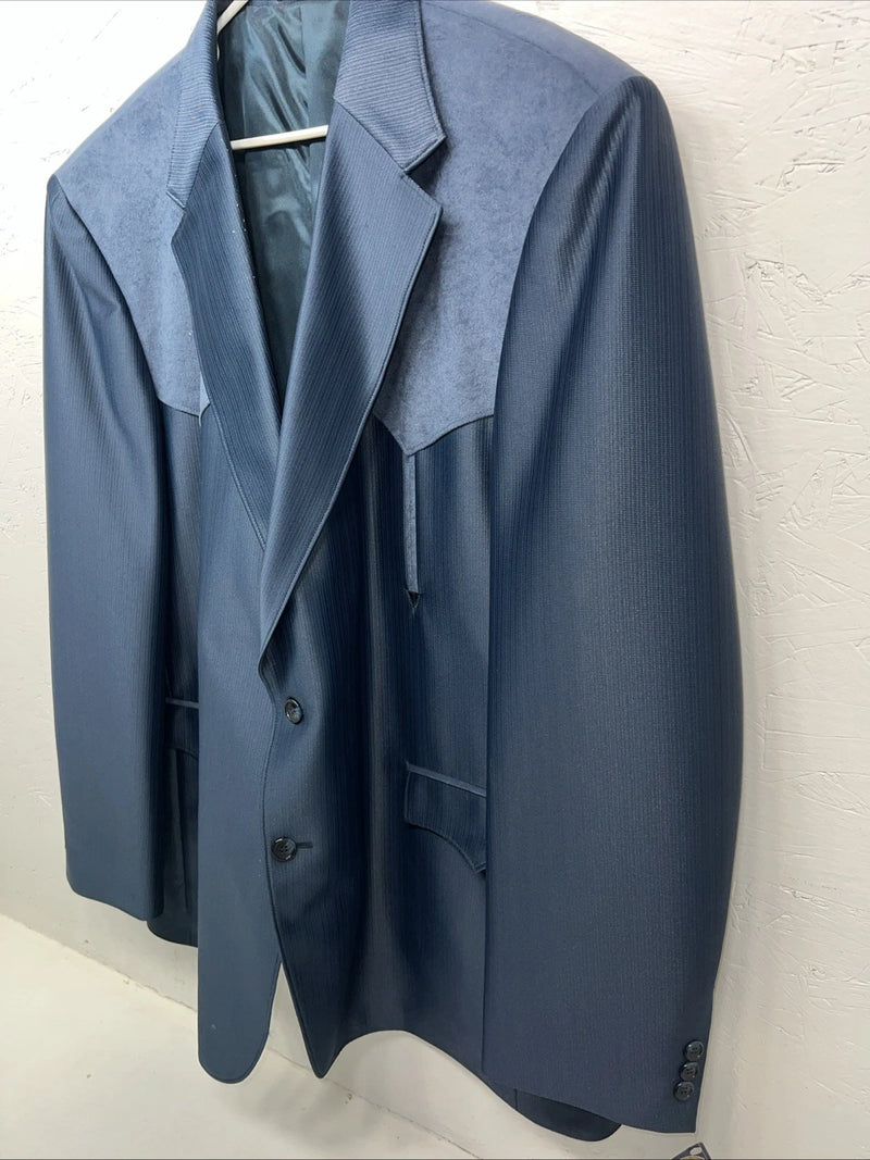 New Men’s Circle S Blue Suit Jacket 52L #24244 Y-610