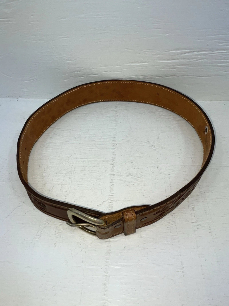 New Brown Genuine Leather Tex Tan Tooled 30” Belt #1638B JJ-160