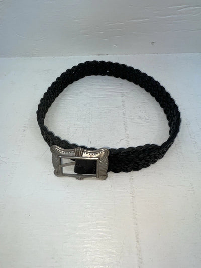 New Black Genuine Leather Braided 28” Belt NN-5
