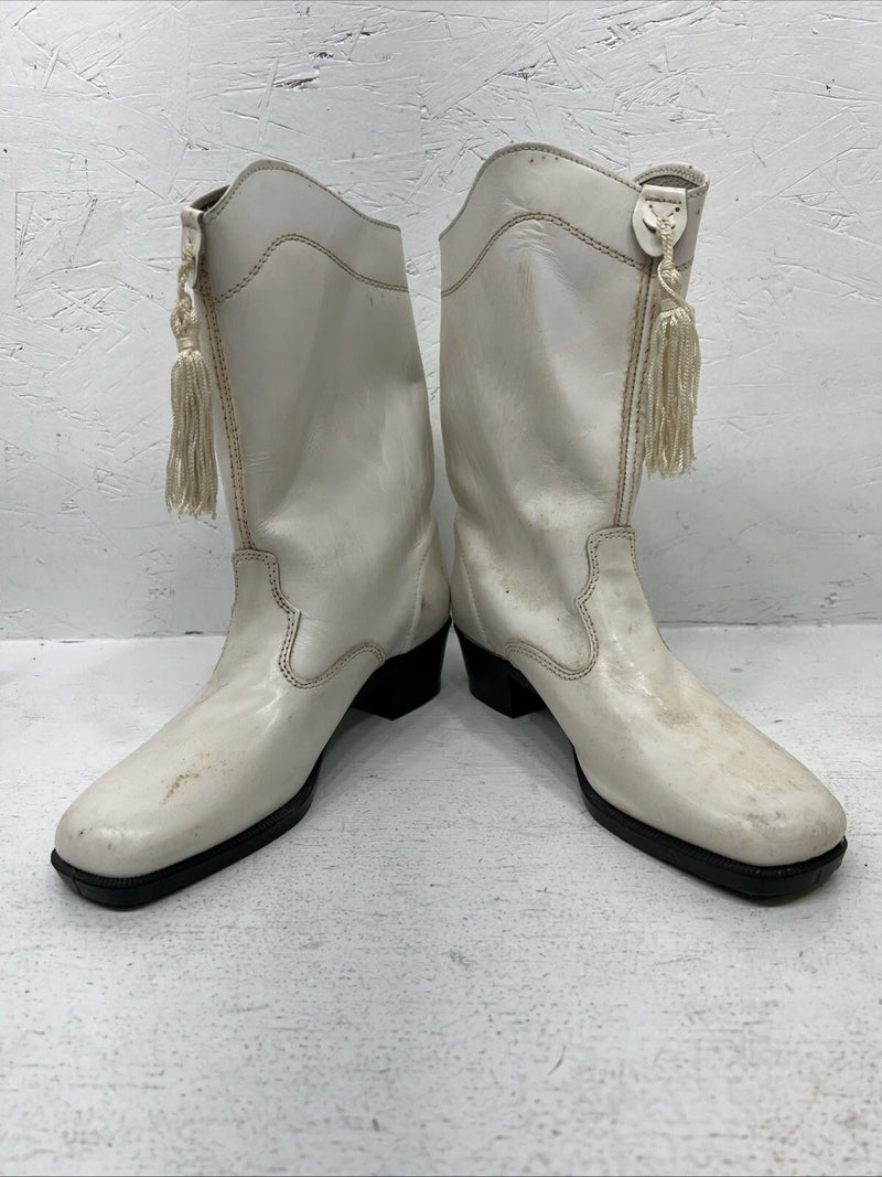 New Women’s White Texas Brand Cowboy Boots. 7611 7.5 7 1/2 M. 17-82