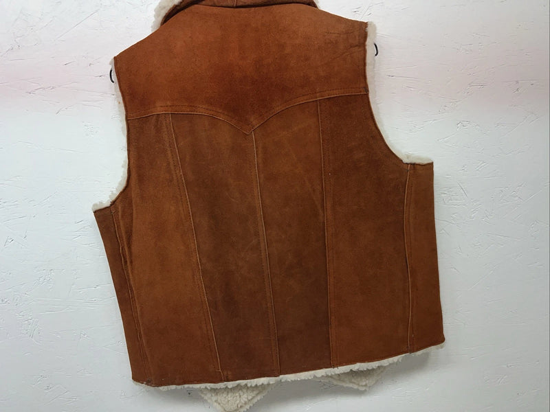 New Women’s Steerbrand Orange Leather Wool Vest XL Q-601