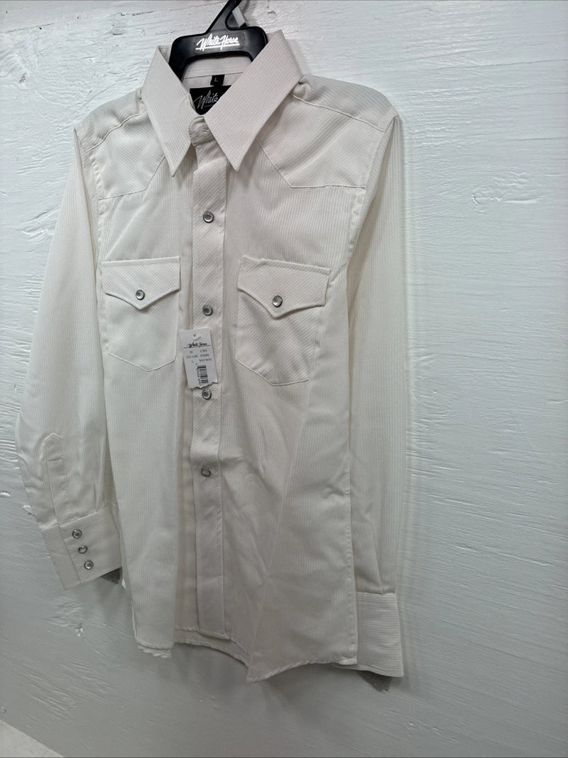 New Kids White Horse White Long Sleeve Pearl Snap Large CC-102