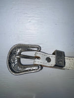 New White Genuine Leather Acme Tooled 28” Belt #5022 JJ-157