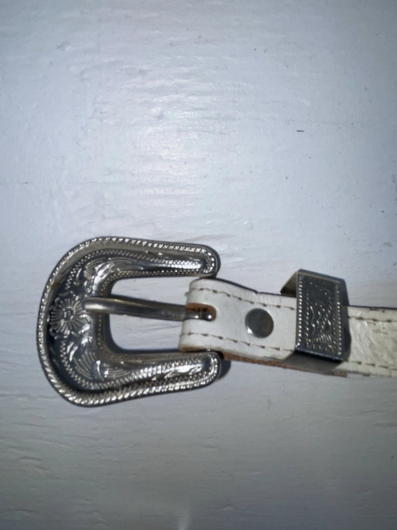 New White Genuine Leather Acme Tooled 28” Belt #5022 JJ-157