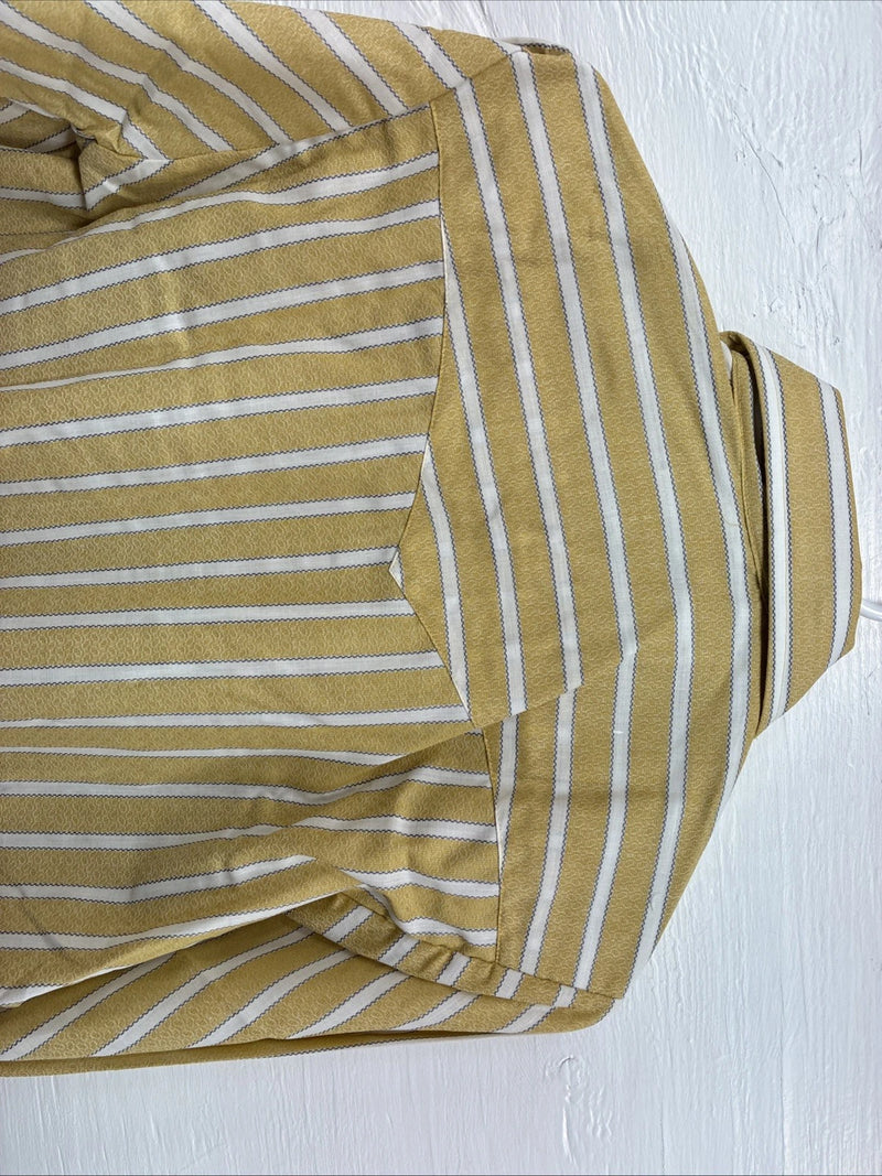 New Men’s Fenton Yellow Stripe Long Sleeve Pearl Snap 15 Medium AA-65