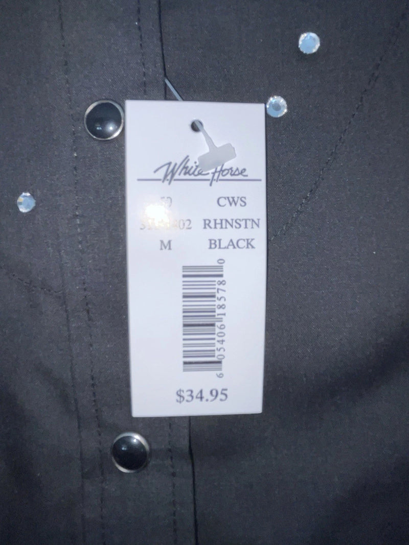 New Women’s Black White House Long Sleeve Button Up Shirt M #94770 3B-92