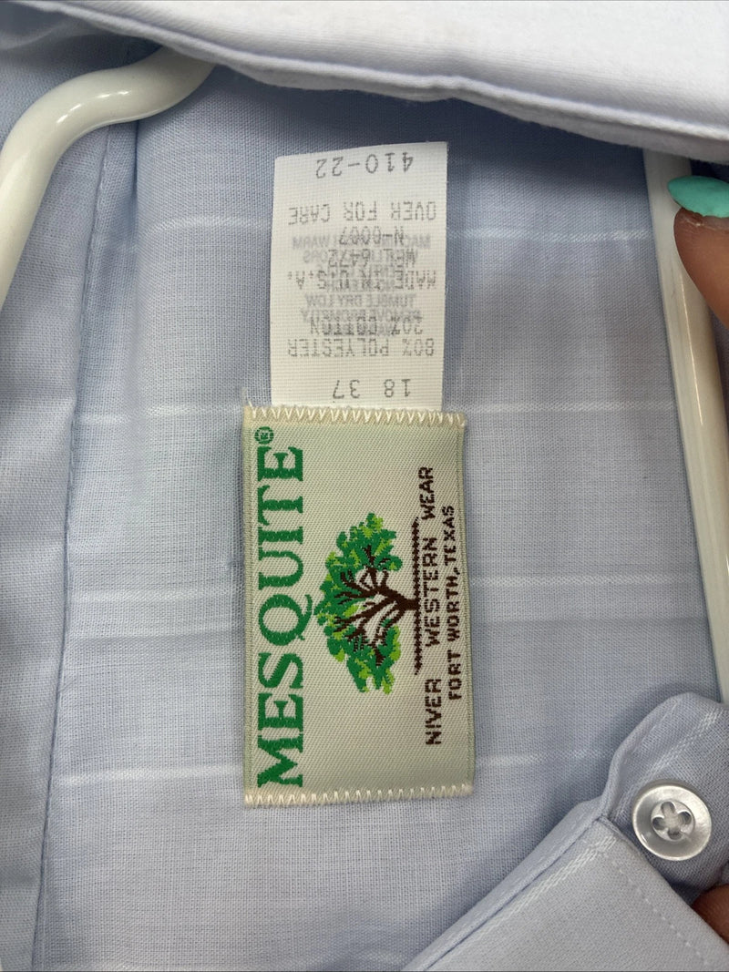 New Men’s Mesquite Light Blue Long Sleeve Pearl Snap 18 X 37 2XL E-54