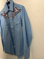 New Men’s Blue Champion Westerns Long Sleeve Pearl Snap Shirt. 15x33 M S-6