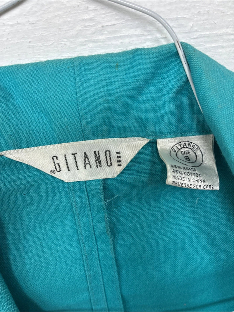 New Women’s GITANO Teal Long Sleeve Button Up Shirt Size Small TT-99