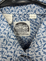 New Men’s Miller Blue Deigned Long Sleeve Pearl Snap 15.5 Medium II-103