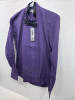 New Wayne Scott Dark Purple Long Sleeve Button Up English Shirt Small X-96