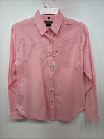 New Women’s White Horse Pink Gem Long Sleeve Pearl Snap Medium II-76