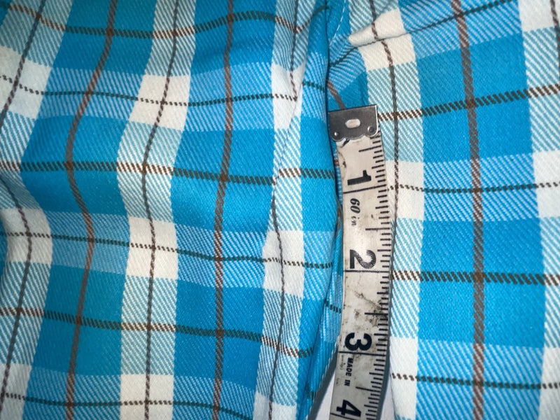 New Vintage Blue Plaid Prior Polyester Pants #C18530 VV-20